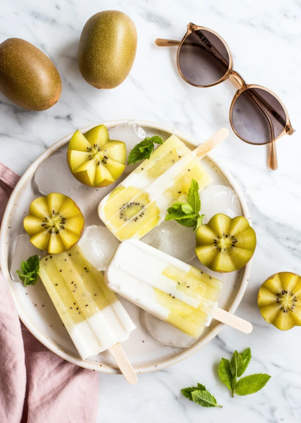 PALETAS DE COCO Y KIWI Paletas de coco y kiwi